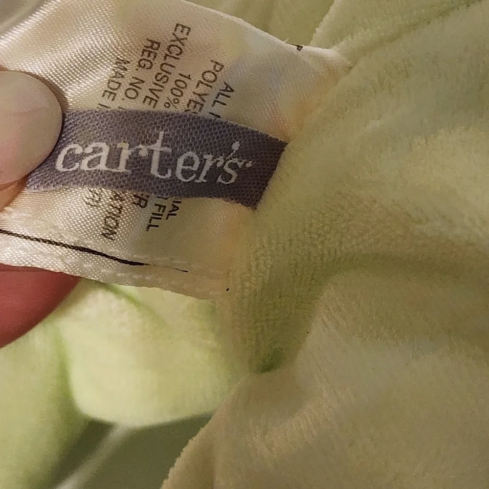 Carter's green bear Thank Heaven for little babies. In a night bonnet